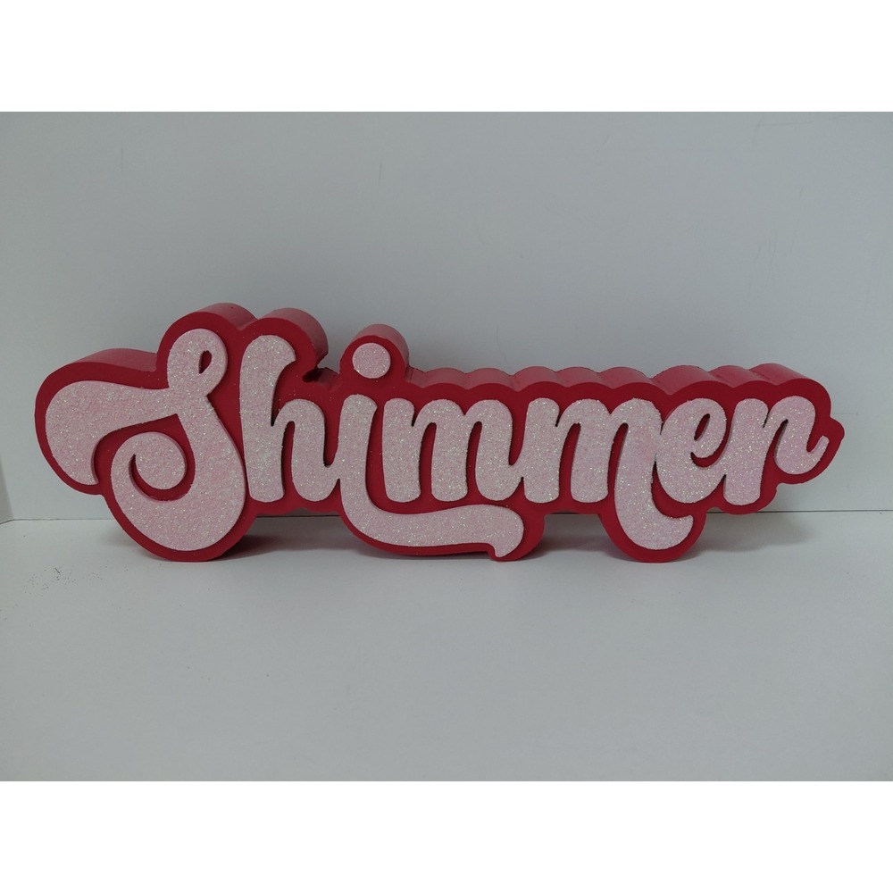 Red And Pink Wooden Shimmer Sign Summer Tabletop Decoration 4" H x 11" L‎ NEW